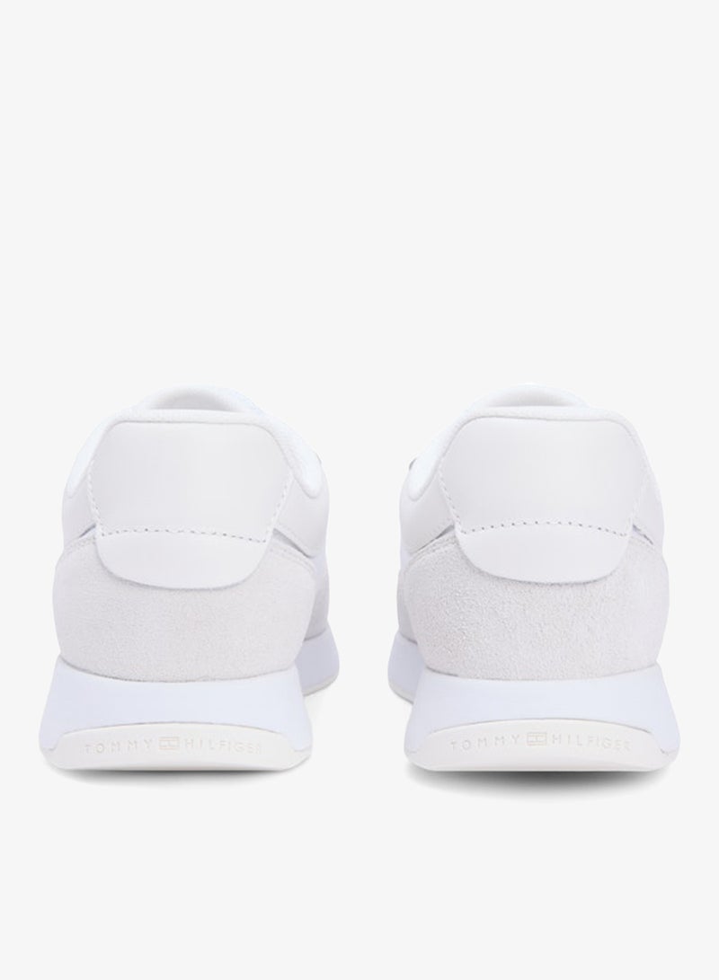 TOMMY HILFIGER Suede Mixed Texture Mesh Serrated Trainers - Image 4